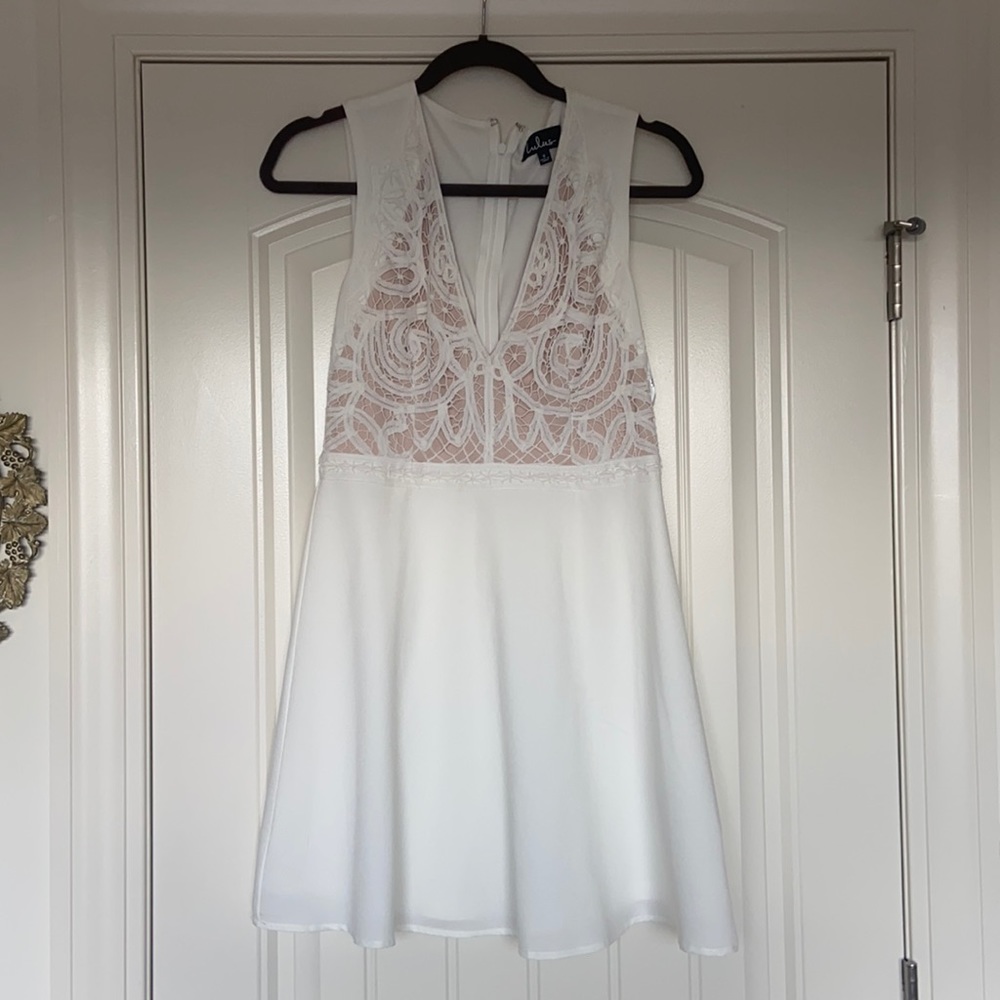 Lulus Florentia White Crochet Lace Skater Dress
